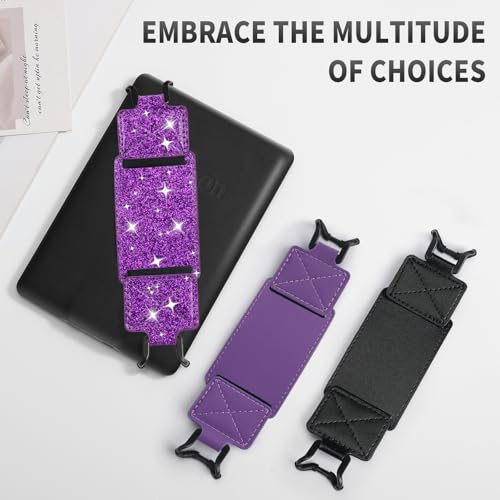 MoKo 2 Pack Hand Strap for 6-8" Kindle eReaders Tablets, Deep/Shiny Purple - color: Deep Purple+Glitter Purple