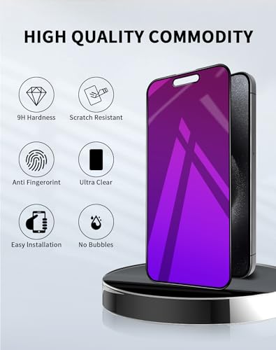 2 Pack for iPhone 14 Pro Max Privacy Screen Protector Tempered Glass for iPhone14ProMax 6.7inch Anti-Spy Private Glass Film Anti-Blue Light No Bubble Anti-Scratch Full Coverage Gradient Purple - color: purple iPhone 14 pro max