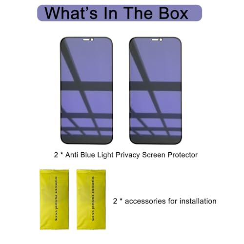 2 Pack Compatible with iPhone 12/iPhone 12 Pro Privacy Screen Protector, Anti-Spy Anti-Blue Light Eye Protection Tempered Glass Film, Scratch Resistant, Full Coverage, Case Friendly - size: for iPhone 12/12 Pro