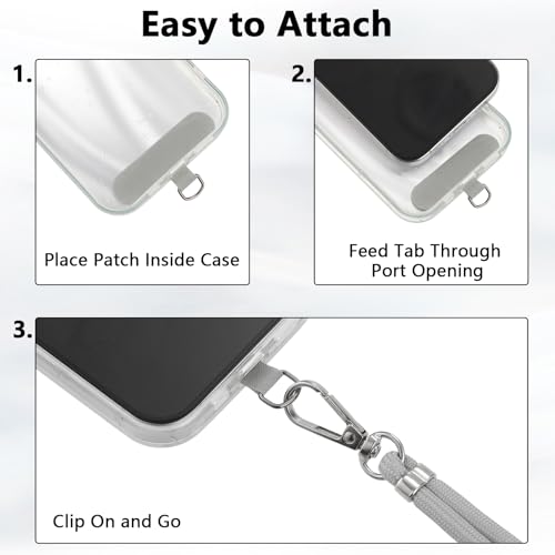 BESARME 2-Pack Phone Lanyard And Wrist Strap Set With 6 Tether Tabs - color: Black Grey