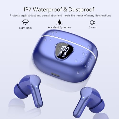 Wireless Earbuds, Bluetooth 5.4 Headphones HiFi Stereo, Bluetooth Earbuds - color: Blue