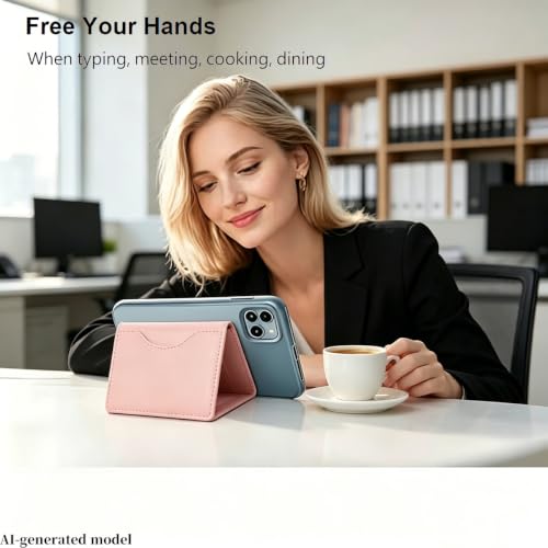 Phone Card Holder, Adhesive Phone Wallet, Small Wallet for Women - color: Pink
