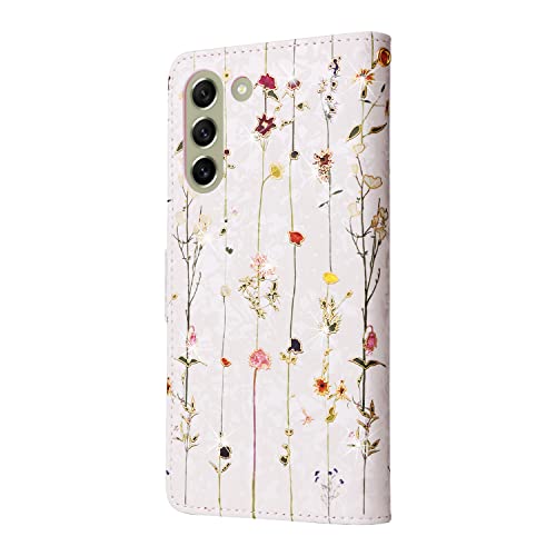 UEEBAI Wallet Case for Samsung Galaxy S22 5G, PU Leather Phone Case Kickstand RFID Blocking Flip Case Card Slots Wrist Strap Relief Engraved Pattern Magnetic Closure Flower Folio Case, Vine - color: Vine, size: Samsung Galaxy S22 5G