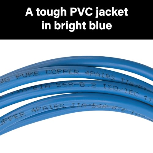 Cat6 Ethernet Cable 3 Meter (9.8ft) Blue 1-Pack High Speed Ten Gigabit 550MHz Network LAN Snagless RJ45 Cord 26 AWG Pure Solid Copper Patch Wire Fast Router Modem Gaming Console PS5 Xbox