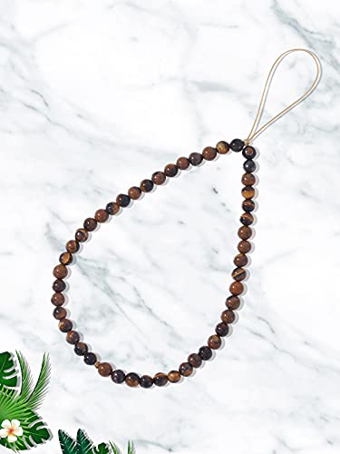 Natural Semi-Precious Gem Stones Beaded Phone Charm - style: Tiger Eye