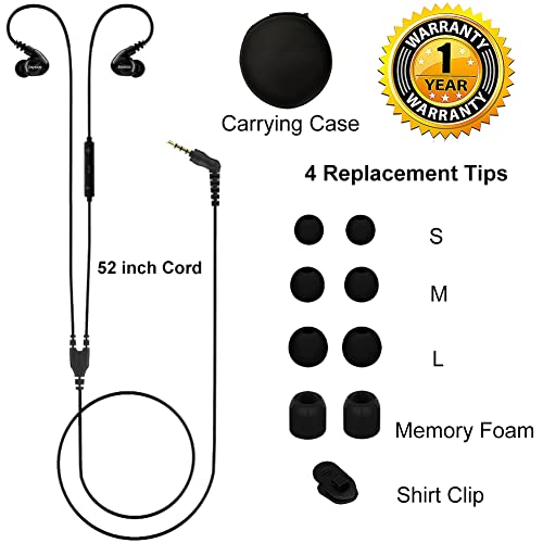 Joysico Wired Sport Running Headphones Over Ear in-Ear Earbuds w Mic Black - color: Black