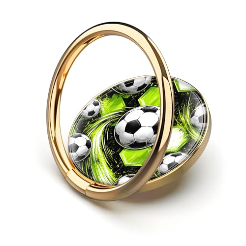 Cell Phone Ring Holder, Cute Metal Phone Grip Stand Finger Ring Kickstand, Flexible 360°Rotation Phone Tablet Case Accessories Compatible with Most Phones Green Neon Soccer - color: Green Neon Soccer