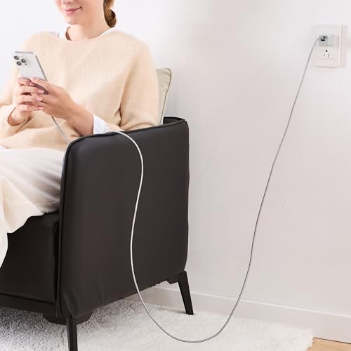 Amazon Basics USB C to USB C Cable, 10 feet | 60W Fast Charging | Nylon Braided | For iPhone 15/iPad/MacBook | Samsung/Switch Compatible - color: Gris oscuro, size: 10 Feet (Pack of 2)