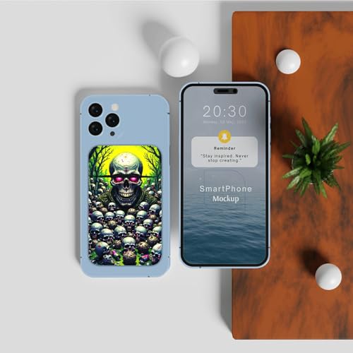 Phone Credit Card Holder Stick on, Cell Phone Pocket Self Adhesive Stretchy Stick on Wallet ID Credit Card Case Pouch Sleeve with Flap for All Smartphones, Forest Skull - color: Forest Skull