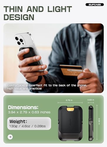 SUPCASE for MagSafe Wallet with Stand, Hold 6 Cards, Carbon Black - color: Carbon Black