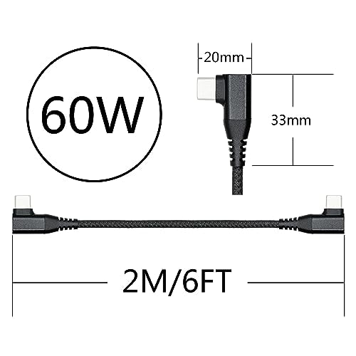 90 Degree USB C Power Data Cable 6FT, 60W PD Fast Charging & 480Mbps Data - style: Black - 2M/6FT