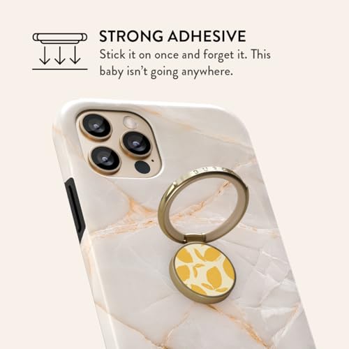 BURGA Cell Phone Ring, Holder Grip and Stand - Finger Phone Grip for Back of Smartphone Case, Kickstand 360 Rotation Ring - color: Lemon Tart, style: Gold