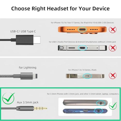 Wired Earbuds for Chromebook Laptop PC,3.5mm in Ear Headphones for Kindle - color: Black