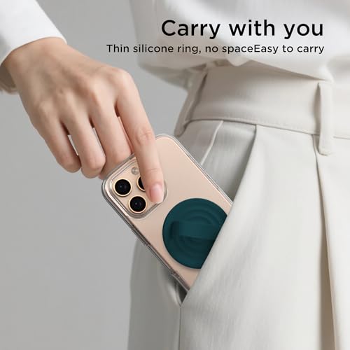 Magnetic Phone Grip for MagSafe, Silicone Ring Grip, Dark Green - color: Dark Green