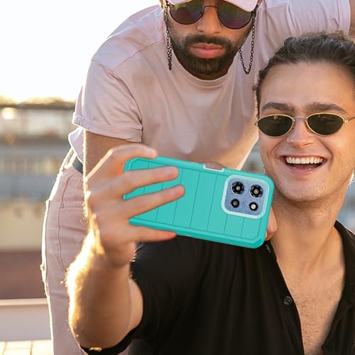 for Motorola Moto G 2026/2025 Case: for Moto G Play 2026 Case with Belt Clip Holster, Heavy Duty 3-Layer Military Grade Rugged Full Body Protection Cover (Teal) - color: Teal