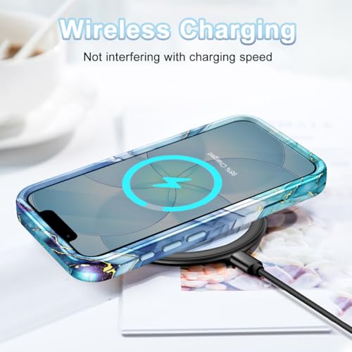 Btscase Compatible with iPhone 17e Case 6.1 Inch 2026,Marble Pattern 3 in 1 Heavy Duty Shockproof Full Body Rugged Hard PC+Soft Silicone Drop Protective Women Girl Phone Cases, Blue Cyan - color: Blue Cyan, size: iPhone 17e