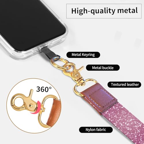 Phone Lanyard Crossbody Wrist Strap, Cute Cell Phone Lanyards for around the Neck Wristlet Wrist Strap - color: Glitter Pink Pattern