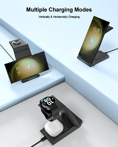 Wireless Charger for Samsung - NANAMI 3 in 1 Phone and Watch Charger Stand - color: Black