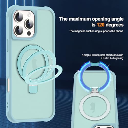 SKYLMW Compatible with iPhone 16 Pro Case with Stand,Blue | iPhone 16 Pro Phone Case 6.3",Magnetic Ring Stand,Compatible with MagSafe,Military-Grade Protection,Great Grip Feeling - color: Blue, size: Iphone 16 Pro