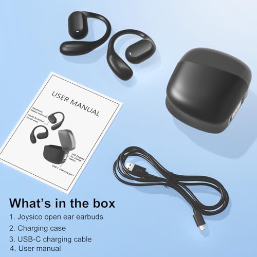 Joysico Open Ear Earbuds Wireless Bluetooth 5.4 Headphones w Over Ear Hook