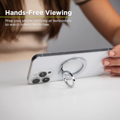 PureGear Magnetic Phone Ring Grip, for MagSafe Kickstand Holder - color: Chrome Silver