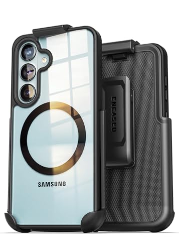 Encased SlimShield for Samsung Galaxy S26 Case with Belt Clip (Compatible with MagSafe) Slim Protective Case & Holster (Clear) - color: Clear, size: S26