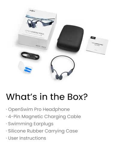 SHOKZ OpenSwim Pro Open-Ear MP3 Headphones, Grey, IP68 Waterproof, 32GB MP3 - color: Grey