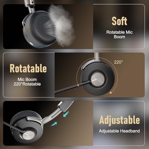 Active Noise Cancelling Headset, Wireless Hybrid ANC Headset, Bluetooth 5.2