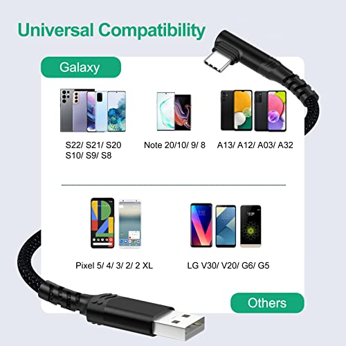 USB C Cable 10ft, USB A to USB C 90° Long Cable Fast Charging - color: Black, size: 10ft