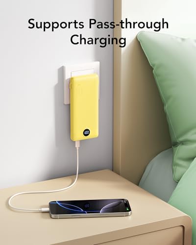 VRURC 10000mAh Power Bank, 22.5W USB C Portable Charger, Yellow - color: Yellow