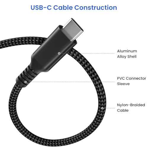Elebase 60W USBC Car Charger Cable 3.3FT with USB Adapter - color: Straight-Black, size: 3.3 FT