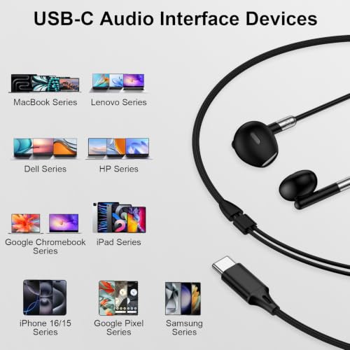 Google Pixel Wired Earbuds Earphones for Pixel 11 10a 10 10 Pro Fold 9a 9 8 - color: Black
