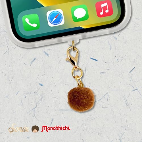 Sonix Dust Plugs - USB C + Lightning Compatible - Monchhichi Silicone Character Charging Port Charms (3 Pack) - Monchhichi, Pom Pom, Logo - color: Monchhichi