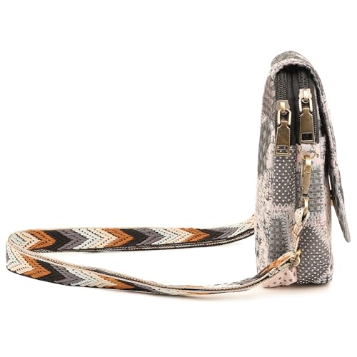 SILKAREA Embroidered Cute Mini Crossbody Bag for Women Small Handbags Wristlet Wallet Bag Cell-phone Pouch Coin Purse - color: Spliced Pink