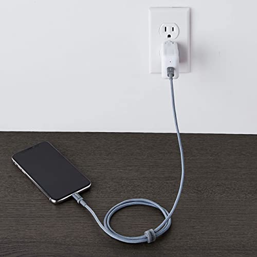 Amazon Basics MFi Certified USB-C to Lightning Cable, Fast Charging with Power Delivery for Apple iPhone and iPad, Nylon Braided, 3 Foot, Dark Gray - color: Dark Gray, size: 3 ft