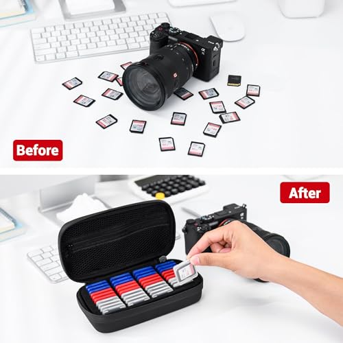 Kiorafoto EVA PU SD Card Case with 40PCS Individual Plastic SD Card Holder - size: for 40 SD