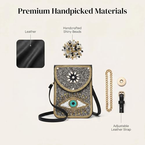 Small Crossbody Bags for Women, Cell Phone Shoulder Bag Boho Wallet Purse - color: Silver