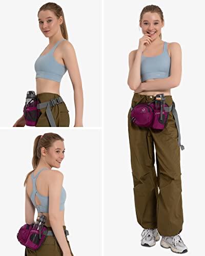 WATERFLY Fanny Pack Waist Bag: Waist Pack for Women Men with Water Bottle Holder Hiking Fanny Pack for Running Walking DogWalking Travel Cycling - color: pink