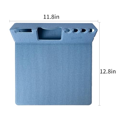 Mouse Pad with Phone Holder & Pen Holders, Wireless Charging Desk Mat, Mousepad Home Office Desk Pad with Ultra-Smooth Surface, Non-Slip Base, Waterproof Keyboard Pad, Classic Blue Desk Mat - color: Blue