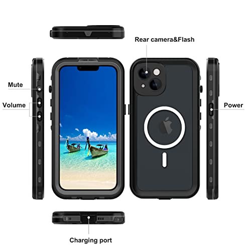 Full Body Case for iPhone 14 Plus 6.7 Inch,Waterproof DirtProof DropProof Snowproof Anti-Scratch Magnetic Clear Rugged Built-in Screen Protector Heavy Protect,Black-Gray - size: iPhone 14 Plus 6.7inch