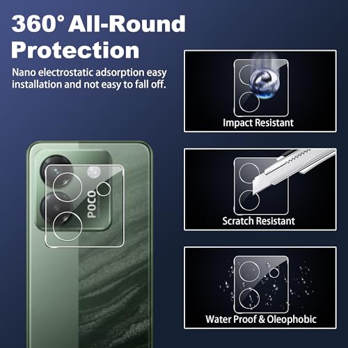 for Xiaomi Poco M7 Pro 5G Screen Protector with Camera Lens Protector, 9H Hardness Anti-Scratch Tempered Glass flim, Case Friendly, Anti-Fingerprint,Anti-Scratch (2+2 PACK) - color: Poco M7 Pro