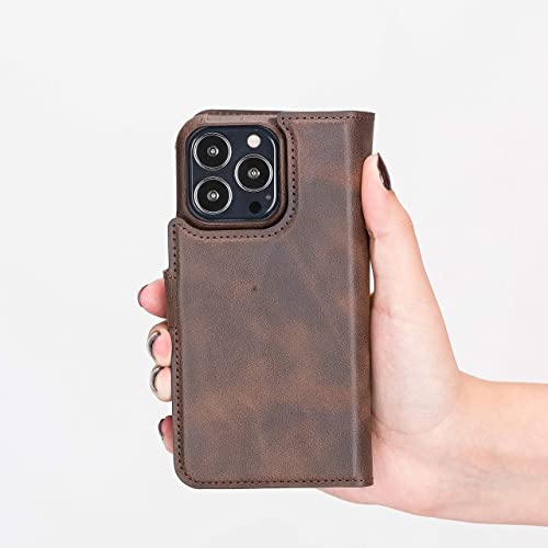 Venito Florence Leather Wallet Phone Case Compatible with iPhone 13 Pro Max (6.7 inch) - Extra Secure with RFID Blocking - Detachable Phone Wallet (Coffee Brown) - color: Coffee Brown, size: iPhone 13 Pro Max