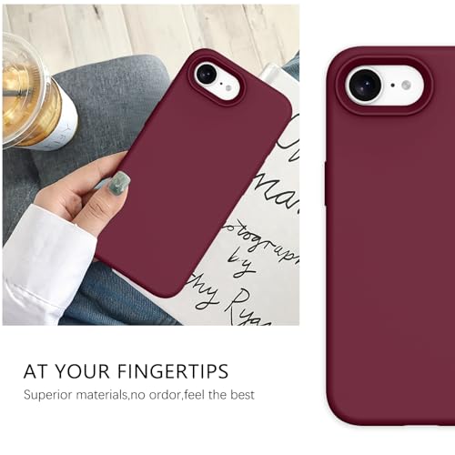 GUAGUA Compatible with iPhone 17e Case 6.1 Inch Liquid Silicone Soft Gel Rubber Slim Thin Microfiber Lining Cushion Texture Cover Shockproof Protective Phone Case for iPhone 17e, Wine Red - color: Wine Red, size: iPhone 16e/iPhone 17e