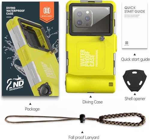 Hllhunkhe Universal Underwater Phone Case for Snorkeling, Professional Diving Waterproof Phone Case for iPhone 7-17 Pro/Pro Max/Plus/Mini, Galaxy S10-S25 Ultra/Plus and Most Phones,Yellow/Black - color: Yellow/Black