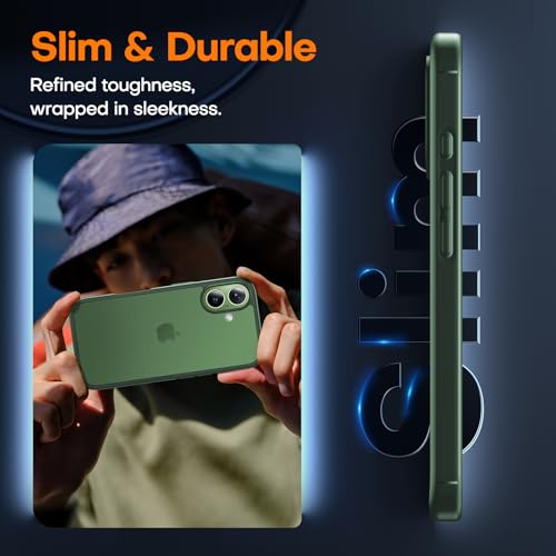TAURI for iPhone 17 Case, Anti-Yellowing with Screen Protector, Translucent Matte Military-Grade Protection Shockproof Slim Phone Case for iPhone 17, Matte Green - color: F-Matte Green