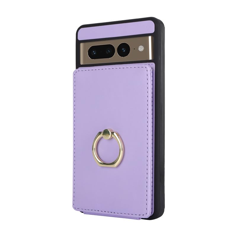 Lipvina Pixel 8 Pro Case with Card Holder, Ring Stand, RFID Blocking (Purple) - color: 05-Purple, size: Pixel 8 Pro