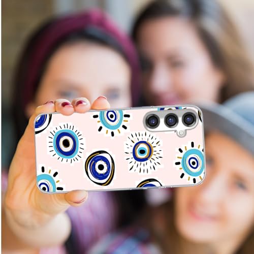 for Samsung Galaxy S24 FE Case for Girl Women Men, Full Protective Shockproof Slim Soft TPU Clear Phone Cover Cases with Design for Galaxy S24 FE,Cool Fun Fashion Blue Evil Eye - color: Blue Evil Eye