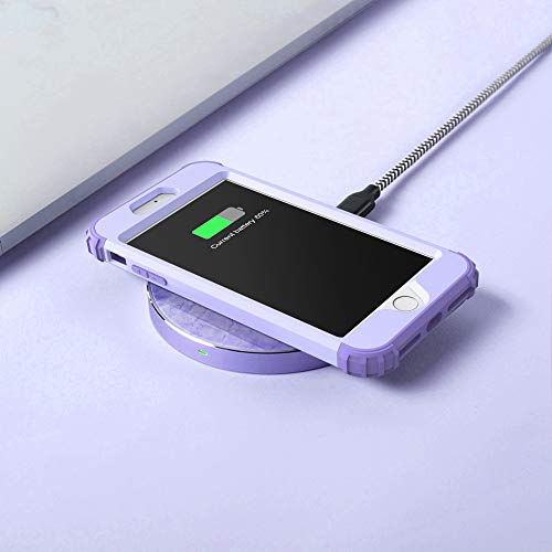 IDweel for iPhone 8 Case & for iPhone 7 Case with Screen Protector (Tempered Glass),3 in 1 Shockproof Hybrid Heavy Duty Hard PC Cover Soft Silicone Sturdy Bumper Full Body Sturdy Case, Purple - color: Purple