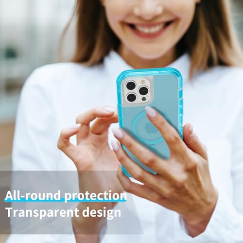 Follaroma Magnetic for iPhone 12 Pro Max Case, Heavy Duty Cases, Blue, 6.7" | Compatible with MagSafe, Heavy Duty Shock proof Protection, Military-Grade Anti-Drop, Dual Layer Transparent Protective Cover - color: Blue, size: iPhone 12 Pro Max 6.7''
