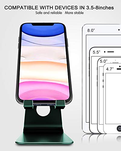 CreaDream Aluminum Cell Phone Stand, Adjustable Phone Holder for Desk - color: Turquoise Green